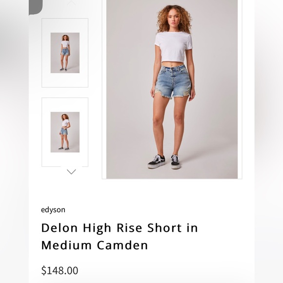 NWT (Revolve) Edyson Delon high rise womens shorts - med wash- sizes 26, 28, 29 - Picture 2 of 6